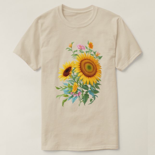 T-shirt Illustration du bouquet de tournesol Botanique flo (Design devant)