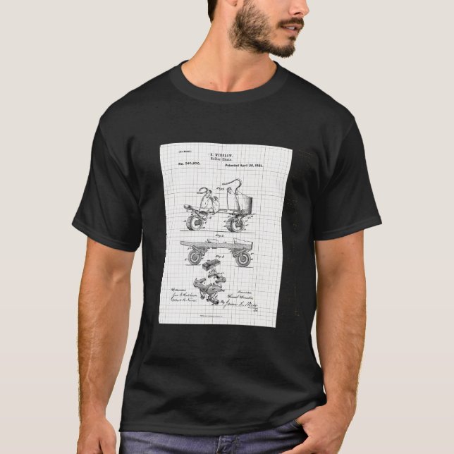 T-shirt Illustration du brevet de patinage à rouleaux vint (Devant)