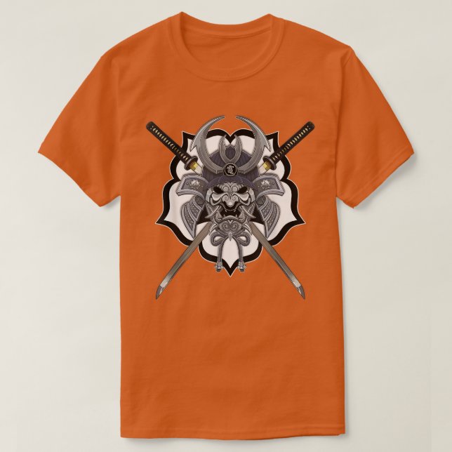 T-shirt Illustration du casque Samurai Ninja Katana (Design devant)
