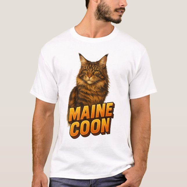 T-shirt Illustration du chat de coton du Maine (Devant)