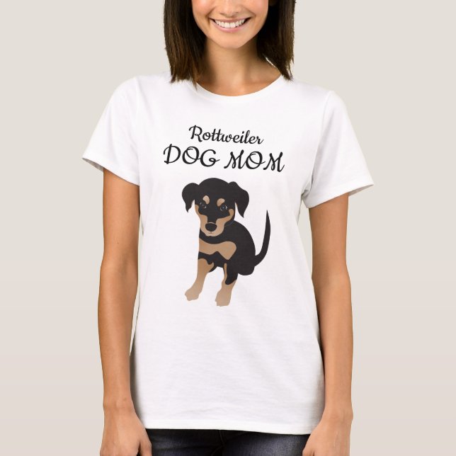 T-shirt Illustration du chiot de la maman du chien Rottwei (Devant)