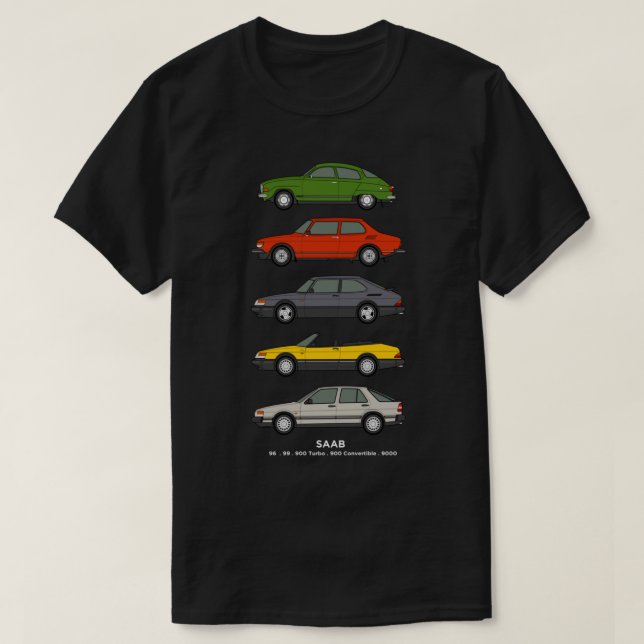 T-shirt Illustration du contour de la voiture Saab (Design devant)