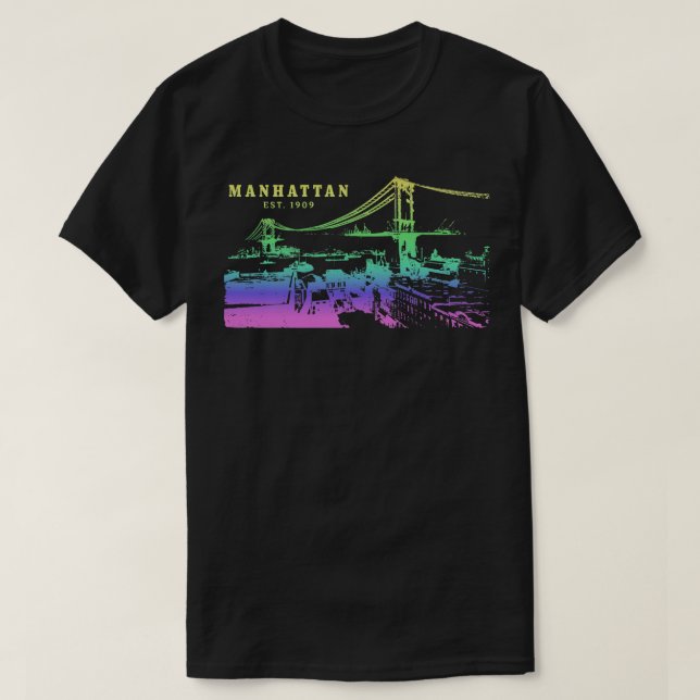 T-shirt Illustration du cool Manhattan avec des couleurs v (Design devant)
