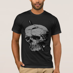 T-shirt Illustration du crâne avec gris vectoriel en fer t