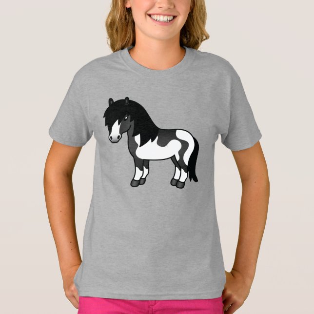 T-shirt Illustration du dessin animé Black Pinto Shetland  (Devant)