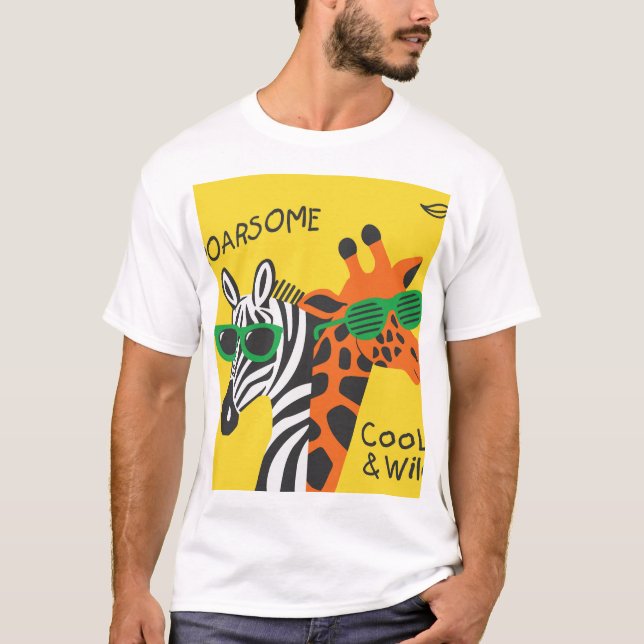 T-shirt Illustration du dessin animé de la cool Zebra Gira (Devant)