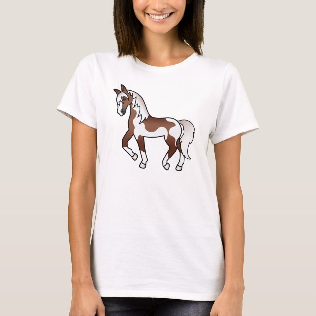 T-shirt Illustration du dessin Brown de Cheval Pinto Trott (Devant)