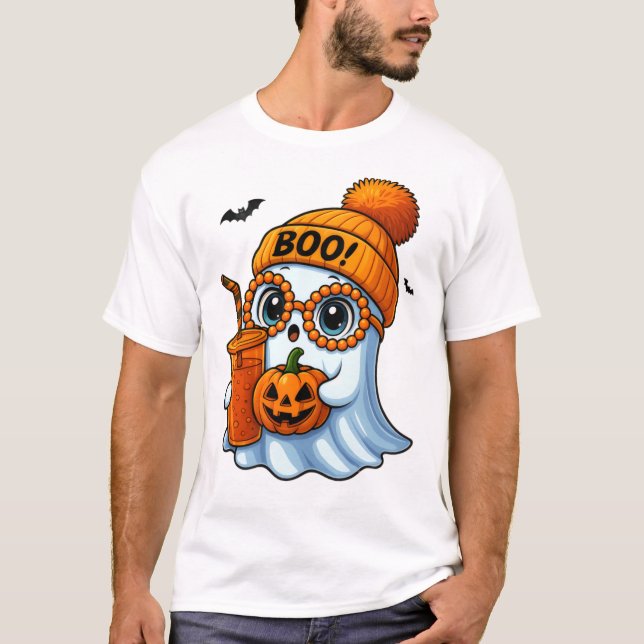 T-shirt Illustration du fantôme d'Halloween mignon (Devant)