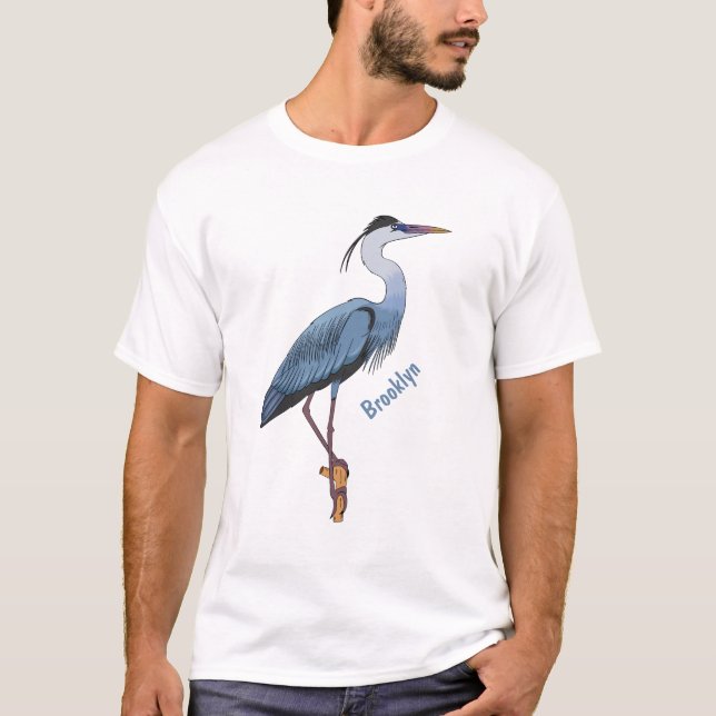 T-shirt Illustration du grand héron bleu (Devant)