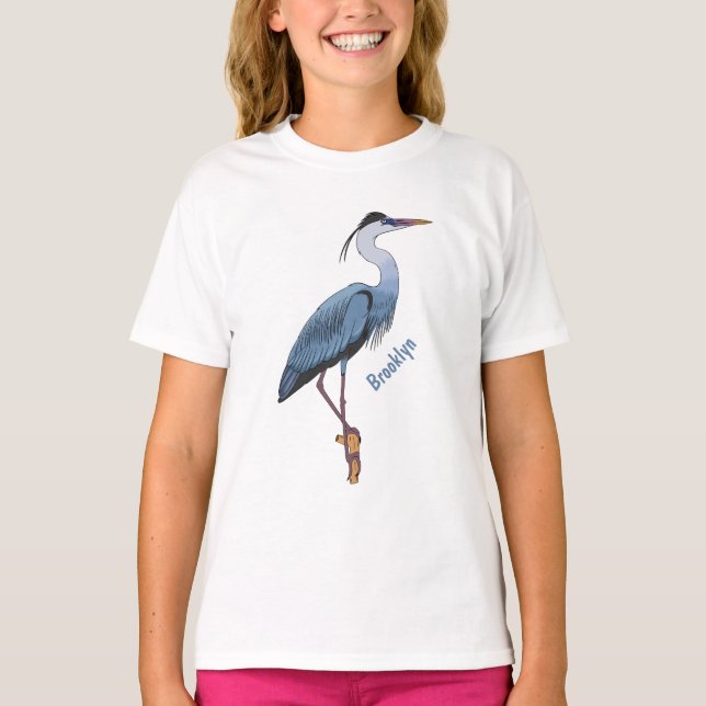 T-shirt Illustration du grand héron bleu (Devant)