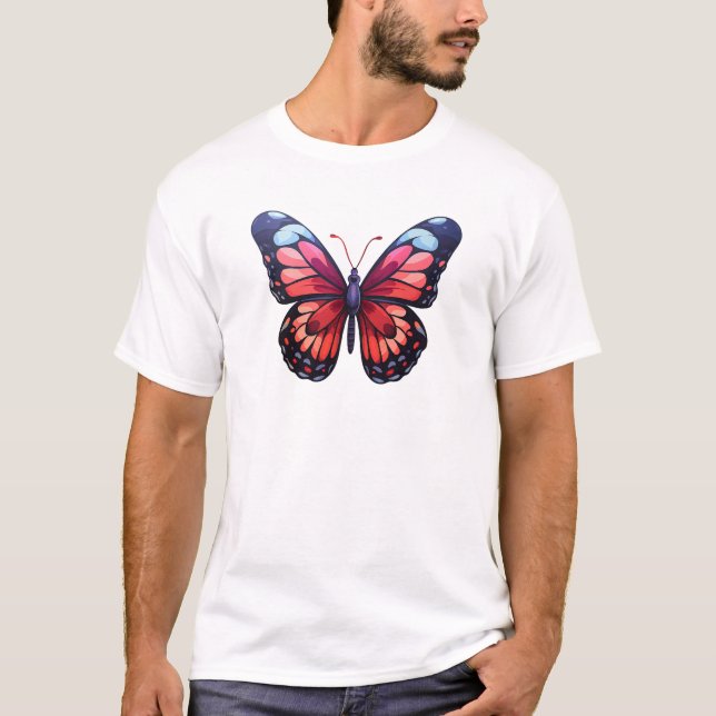 T-shirt Illustration du papillon de dessin (Devant)