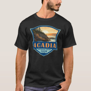 T-shirt Illustration du parc national Acadia Insigne rétro