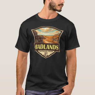 T-shirt Illustration du parc national Badlands Retro