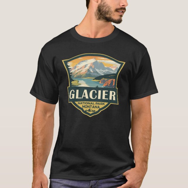 T-shirt Illustration du parc national Glacier Voyage Vinta (Devant)