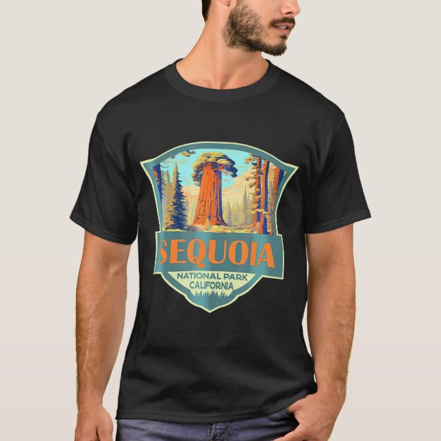 T-shirt Illustration du parc national Sequoia Voyage Rétro (Devant)
