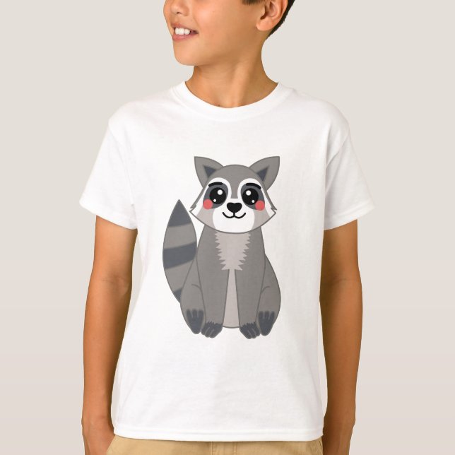 T-shirt Illustration du raton laveur Cute Kawaii (Devant)
