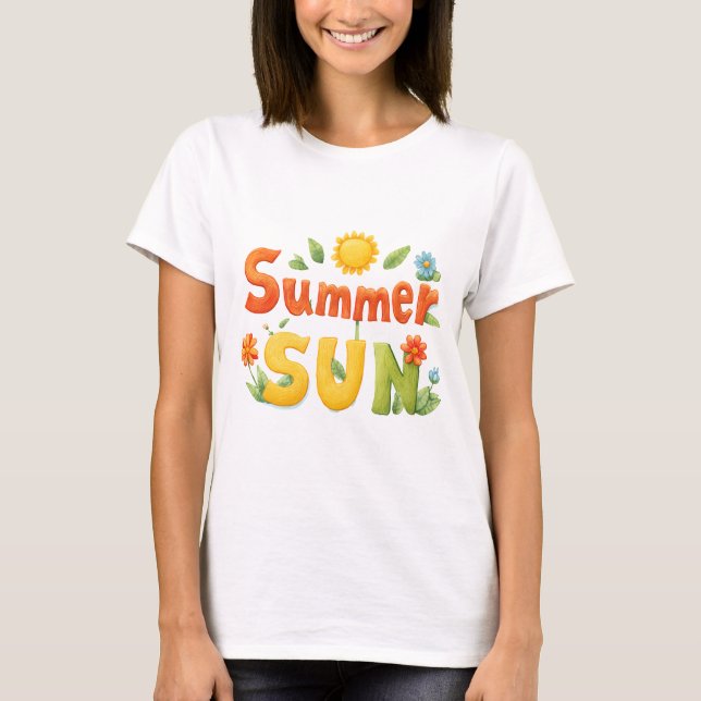 T-shirt Illustration du soleil d'été (Devant)