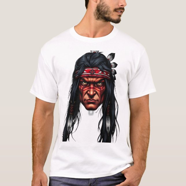 T-shirt Illustration du visage du guerrier Apache (Devant)
