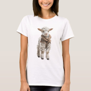 T-shirt Illustration d'un adorable agneau bébé avec une éc