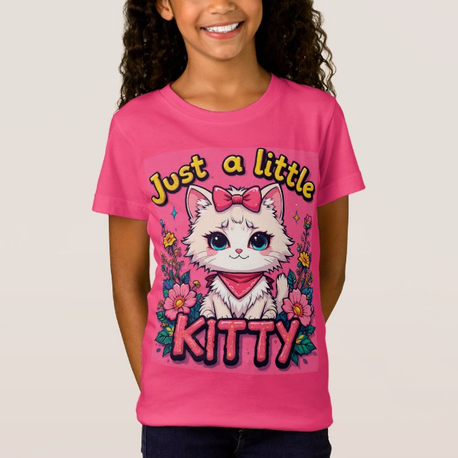 T-Shirt Illustration d'un adorable chaton blanc (Devant)
