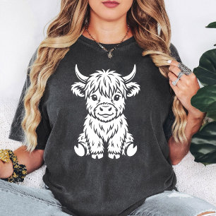 T-shirt Illustration d'un adorable veau de vache Highland