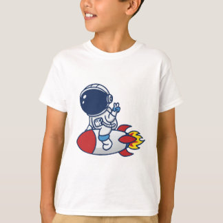 T-shirt Illustration d'un astronaute de dessin animé cheva