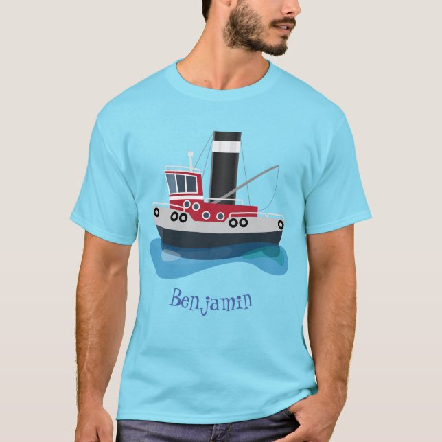 T-shirt Illustration d'un bateau à chalutier mignon (Devant)
