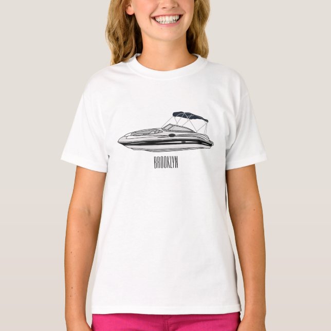 T-shirt Illustration d'un bateau à moteur (Devant)