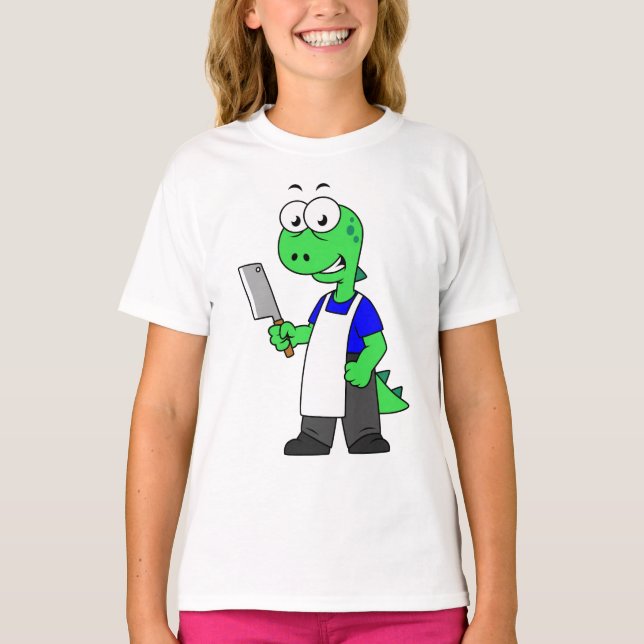 T-shirt Illustration D'Un Boucher Rex Tyrannosaurus. (Devant)