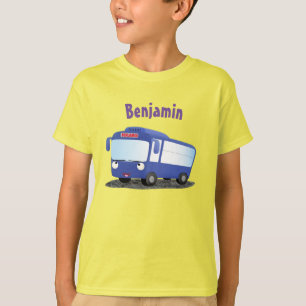 T-shirt Illustration d'un bus moderne bleu mignon
