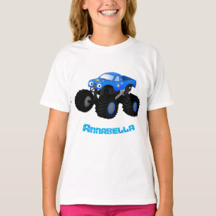 T-shirt Illustration d'un camion monstre bleu mou