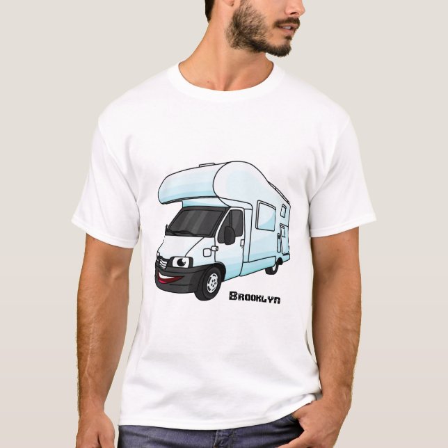 T-shirt Illustration d'un campervan heureux (Devant)
