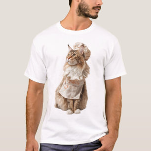 T-shirt Illustration d'un chat Maine Coon adorable en chef