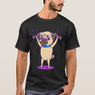 T-shirt Illustration d'un chien pug noir mignon endormi