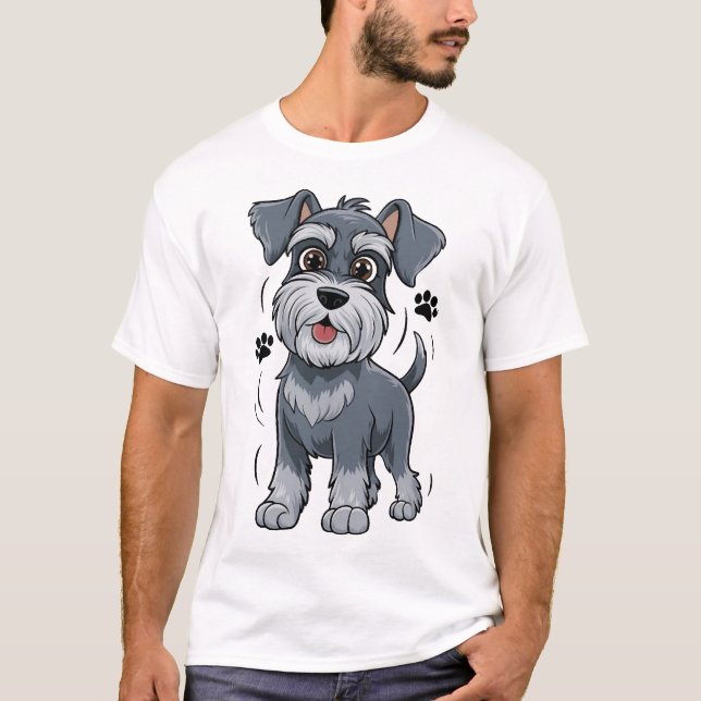 T-shirt Illustration d'un chiot Schnauzer adorable avec de (Devant)