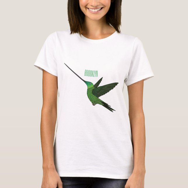 T-shirt Illustration d'un colibri à bec épée (Devant)