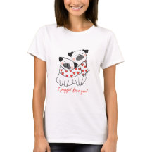 Illustration d'un couple de Pug mignon avec des cœ