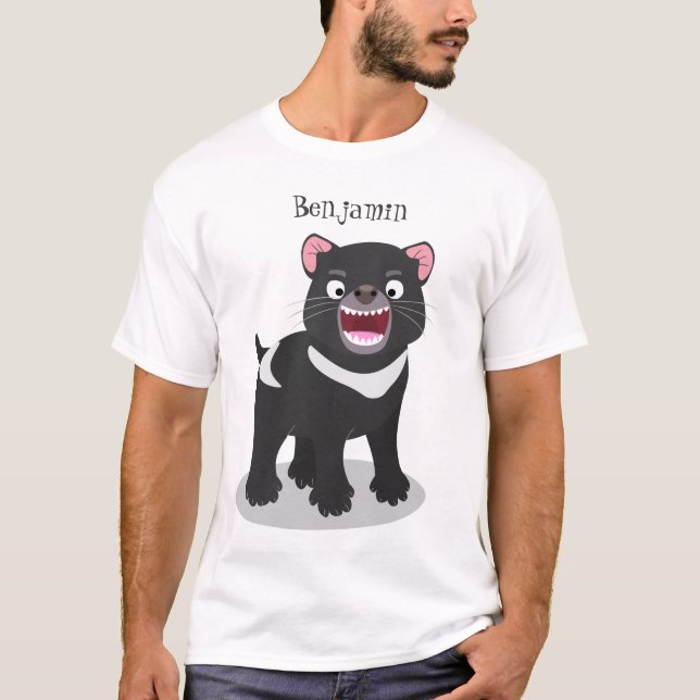 T-shirt Illustration d'un diable de Tasmanie affamé (Devant)