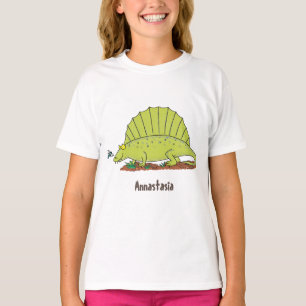 T-shirt Illustration d'un dimétrodon vert mignon