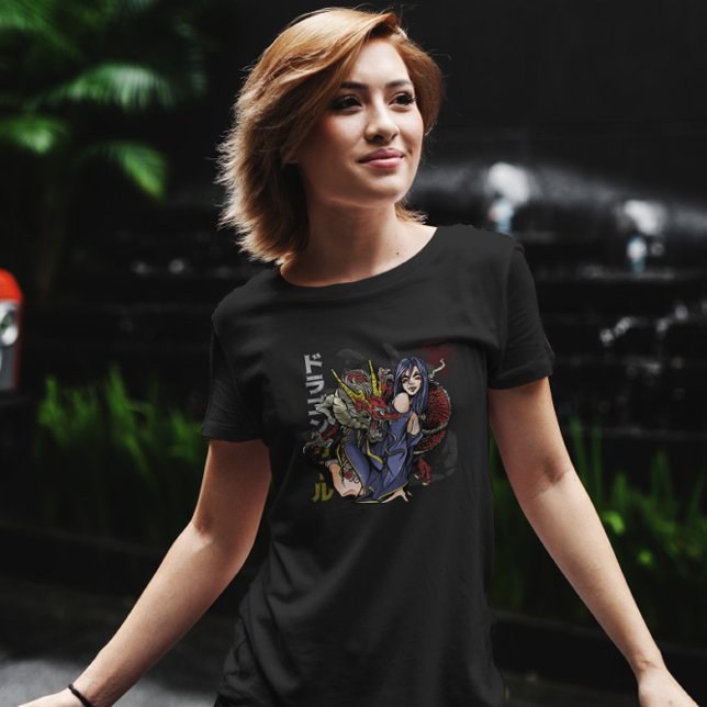 T-shirt Illustration d'un dragon de fille Anime (Créateur téléchargé)