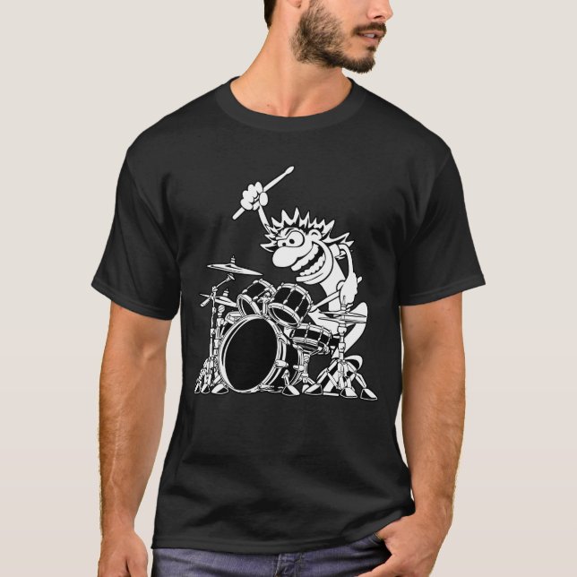T-shirt Illustration d'un drummer fou (Devant)