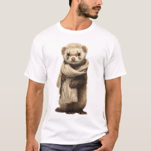 T-shirt Illustration d'un furet adorable portant une échar