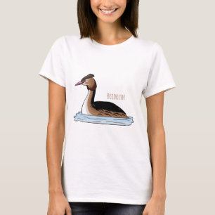 T-shirt Illustration d'un grand oiseau de grèbe huppé