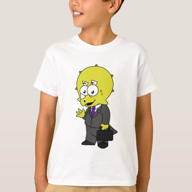 T-shirt Illustration D'Un Homme D'Affaires Tricératops. (Devant)
