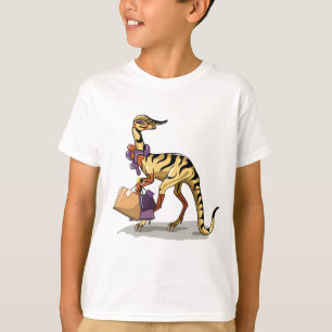 T-shirt Illustration D'Un Iguanodon Avec Sacs Commerciaux.