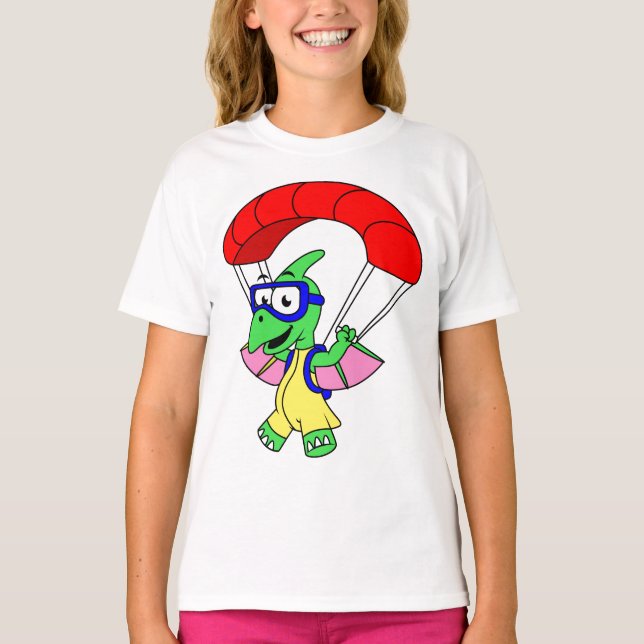 T-shirt Illustration D'Un Parachutage De Ptérodactyle. (Devant)