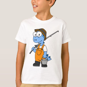 T-shirt Illustration D'Un Pêcheur D'Allosaurus.