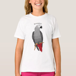T-shirt Illustration d'un perroquet gris en Afrique