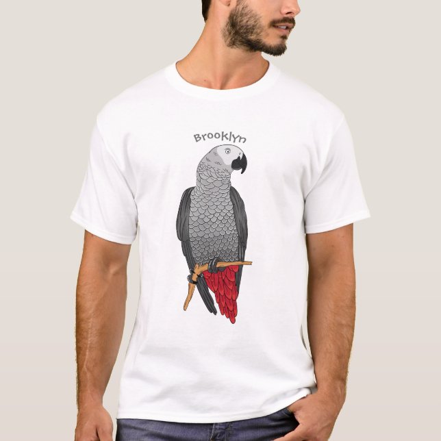 T-shirt Illustration d'un perroquet gris en Afrique (Devant)