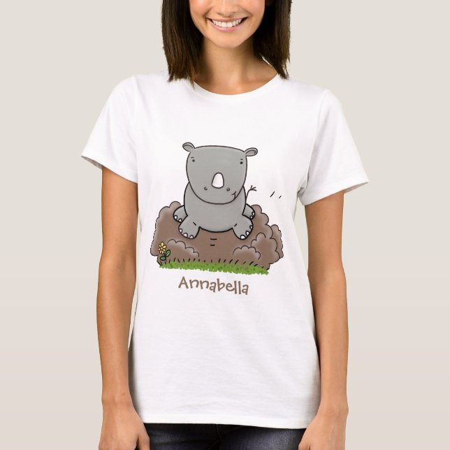 T-shirt Illustration d'un petit rhinocéros (Devant)